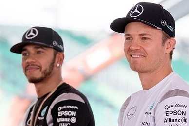 Der alte und neue Champion: Lewis Hamilton (l.) und Nico Rosberg (r.)