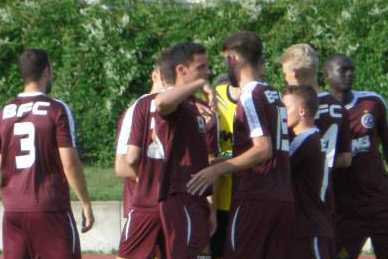 Der BFC Dynamo bejubelt den 1:0-Sieg gegen Budissa Bautzen